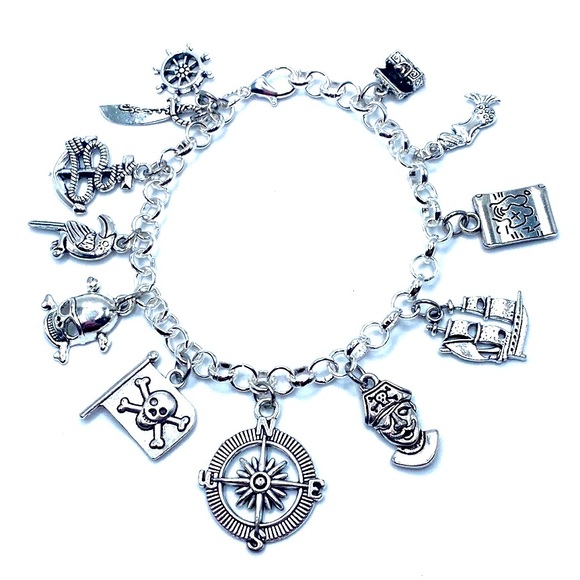 Pirate Charm Bracelet Skulls Treasures Ship Mermaid Charms - Picture 1 of 8